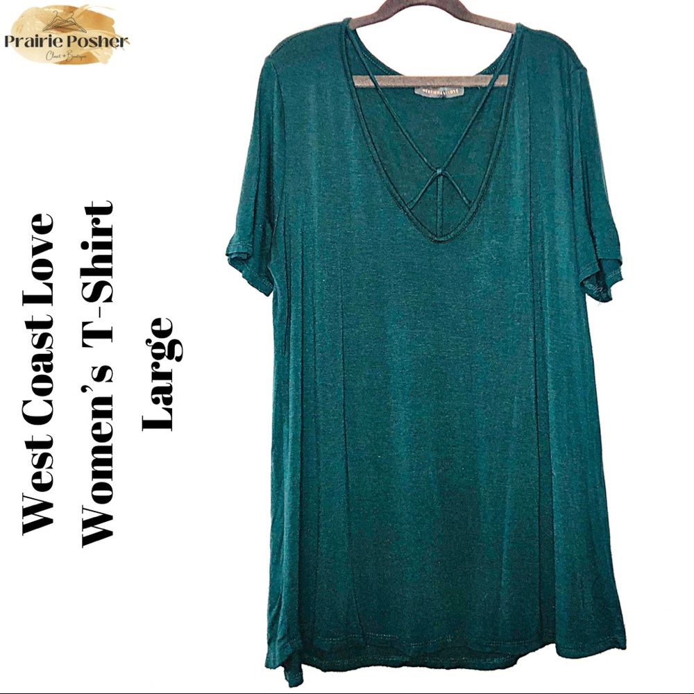 West Coast Love T-Shirt, Womens Large, Dark Teal, EUC, PrairieposherCA